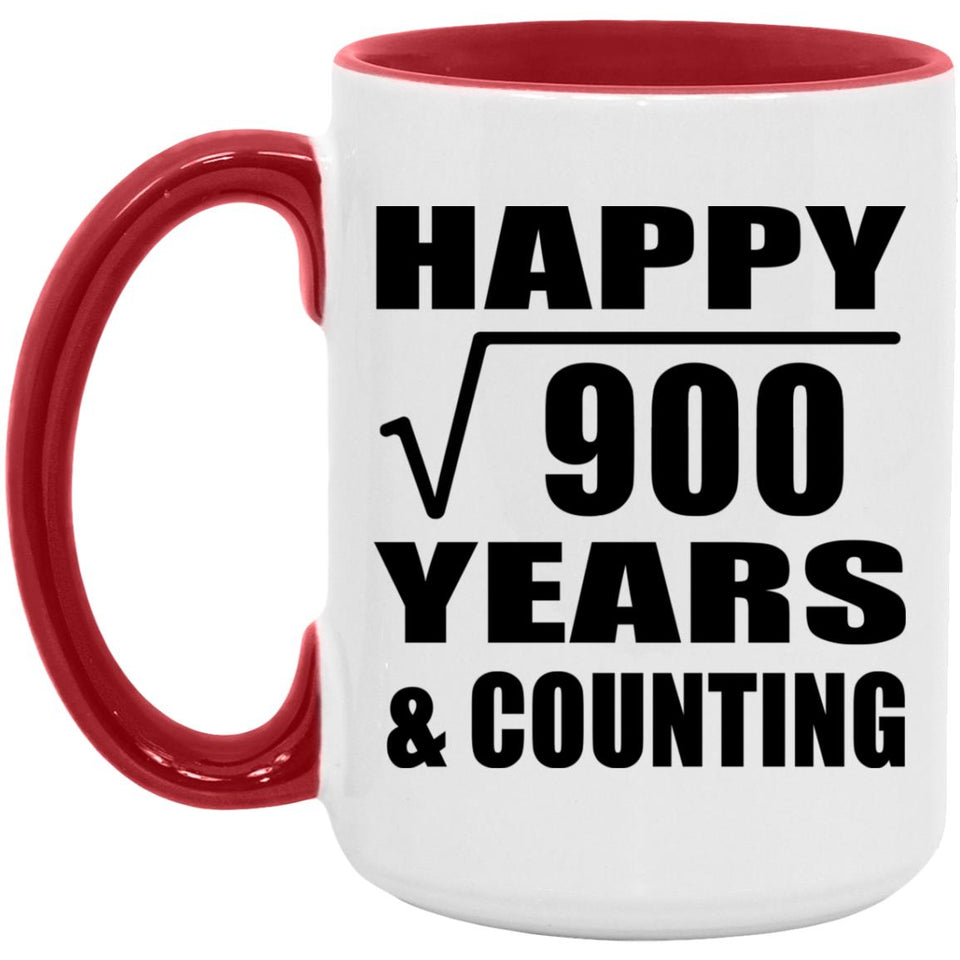 Happy 30th Anniversary Square Root of 900 Years & Counting - 15oz Accent Mug Red