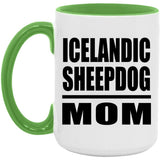 Icelandic Sheepdog Mom - 15oz Accent Mug Green