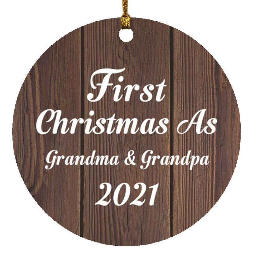 First Christmas As Grandma & Grandpa 2021 - Circle Ornament D