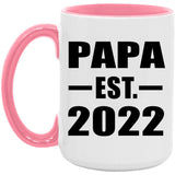 Papa Established EST. 2022 - 15oz Accent Mug Pink