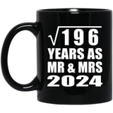 14th Anniversary Square Root of 196 Years As Mr & Mrs 2024 - 11oz Coffee Mug Black
