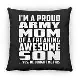 Proud Army Mom Of Awesome Son - Throw Pillow Black