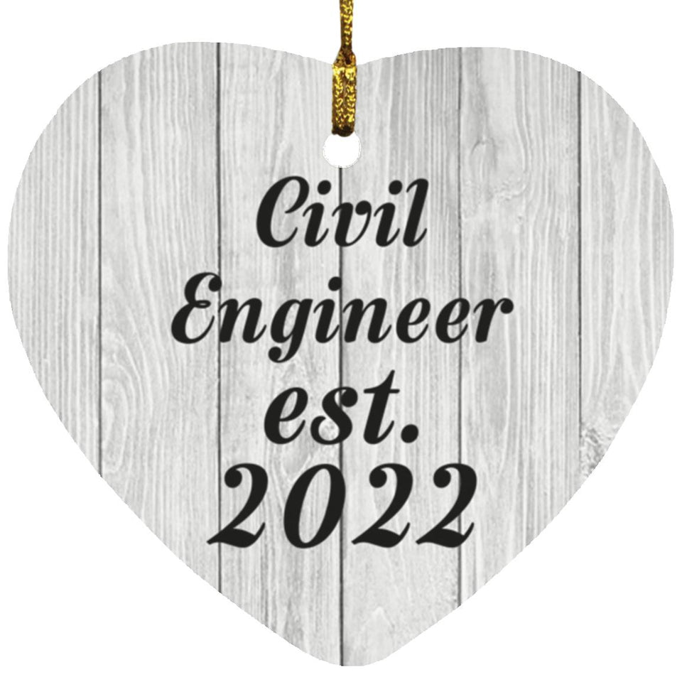 Civil Engineer Established Est. 2022 - Heart Ornament F