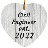 Civil Engineer Established Est. 2022 - Heart Ornament F