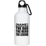 Personalized Gift, Name The Dad Hero Legend - Water Bottle