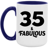35th Birthday 35 & Fabulous - 15oz Accent Mug Purple