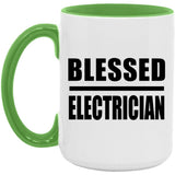 Blessed Electrician - 15oz Accent Mug Green