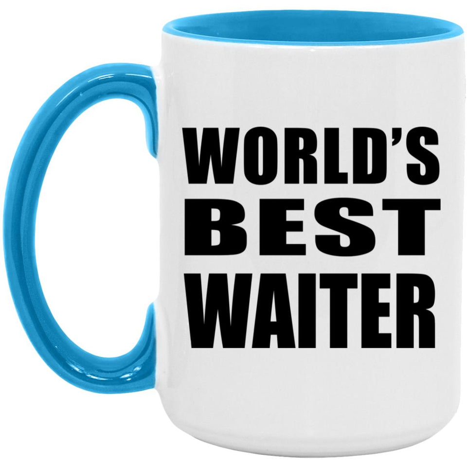 World's Best Waiter - 15oz Accent Mug Blue
