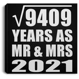 97th Anniversary Square Root of 9409 Years As Mr & Mrs 2021 - Canvas Square