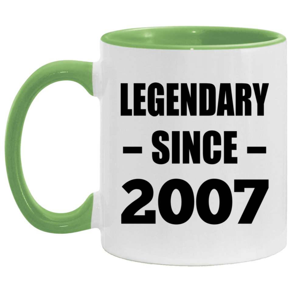 17th Birthday Legendary Since 2007 - 11oz Accent Mug Green