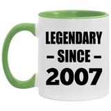 17th Birthday Legendary Since 2007 - 11oz Accent Mug Green