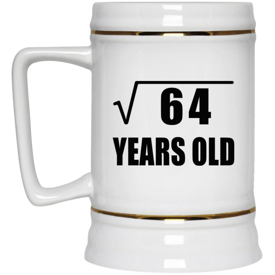 8th Birthday Square Root of 64 Years Old - Beer Stein