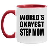 World's Okayest Step Mom - 11oz Accent Mug Red