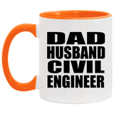 Dad Husband Civil Engineer - 11oz Accent Mug Orange