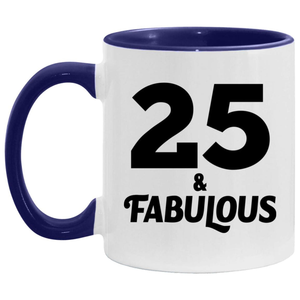 25th Birthday 25 & Fabulous - 11oz Accent Mug Purple