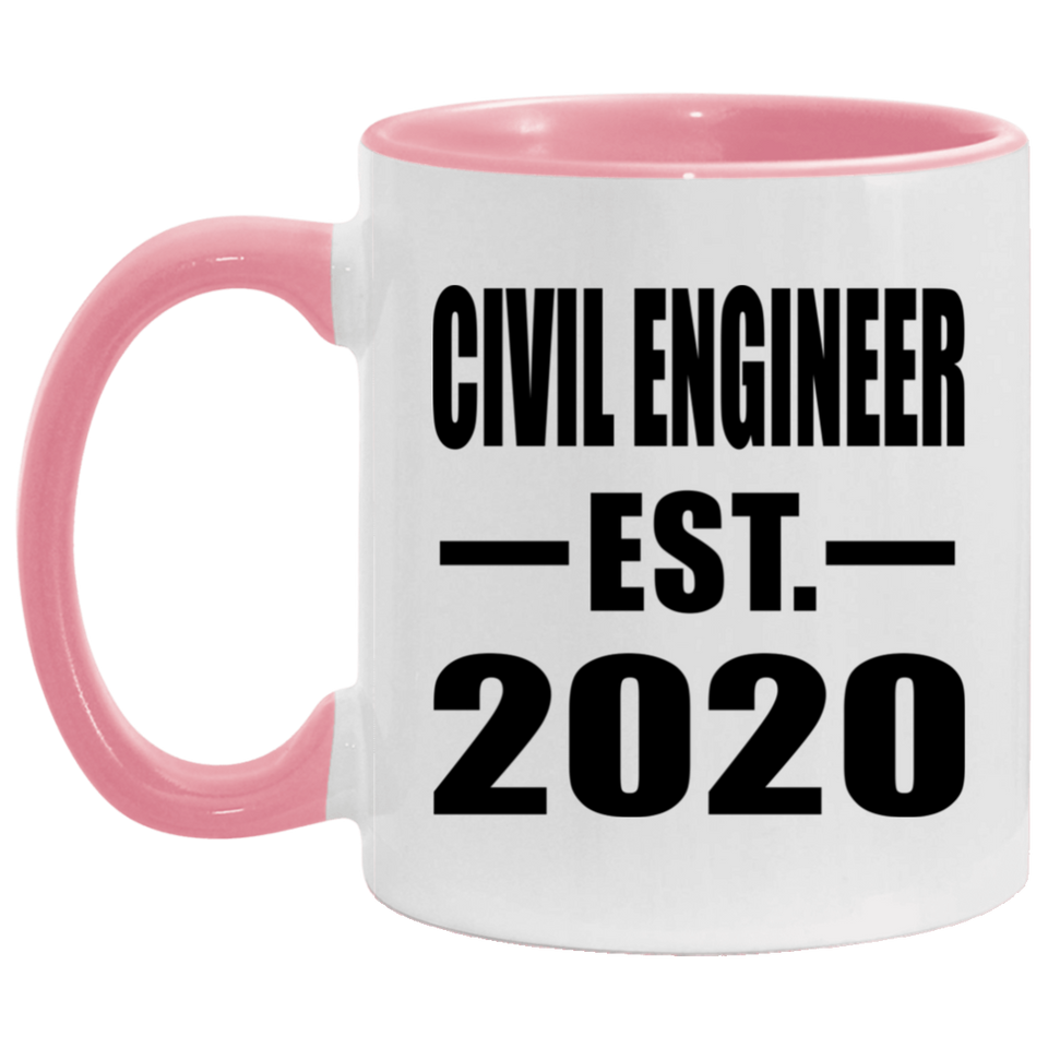 Civil Engineer Established EST. 2020 - 11oz Accent Mug Pink