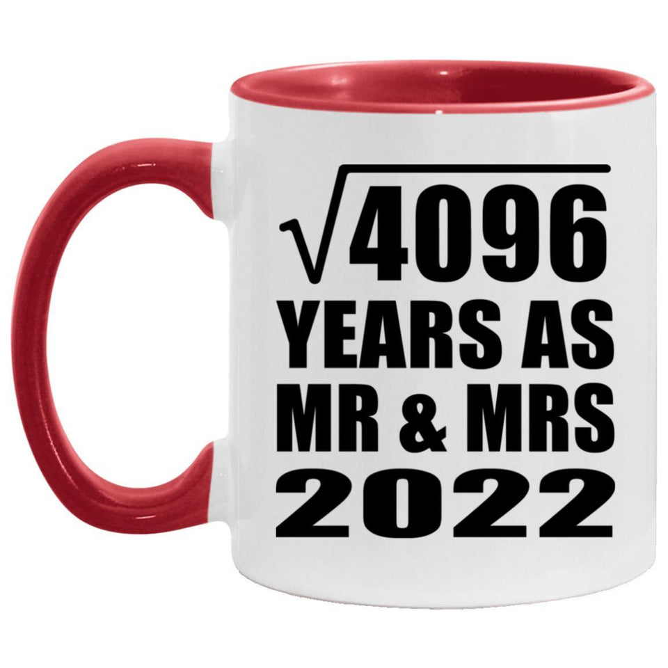 64th Anniversary Square Root of 4096 Years As Mr & Mrs 2022 - 11oz Accent Mug Red