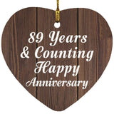 Happy 89th Anniversary 89 Years & Counting - Heart Ornament D