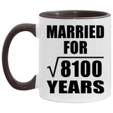 90th Anniversary Married For Square Root of 8100 Years - 11oz Accent Mug Black