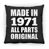 53rd Birthday Made in 1971 All Parts Original - Throw Pillow Black