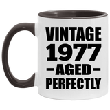 47th Birthday Vintage 1977 Aged Perfectly - 11oz Accent Mug Black