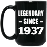 87th Birthday Legendary Since 1937 - 15oz Coffee Mug Black