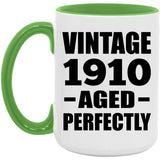 114th Birthday Vintage 1910 Aged Perfectly - 15oz Accent Mug Green