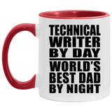 Technical Writer By Day World's Best Dad By Night - 11oz Accent Mug Red