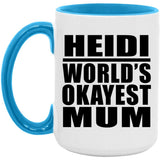 Heidi World's Okayest Mum - 15oz Accent Mug Blue