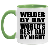 Welder By Day World's Best Dad By Night - 11oz Accent Mug Green