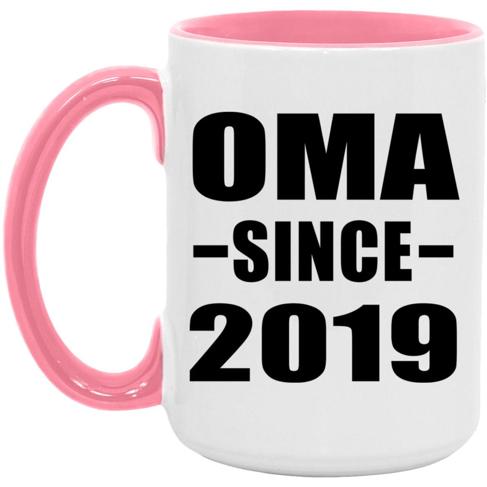 Oma Since 2019 - 15oz Accent Mug Pink