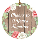 9th Anniversary Cheers To 9 Years Together - Circle Ornament B