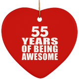 55th Birthday 55 Years Of Being Awesome - Heart Ornament
