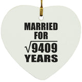 97th Anniversary Married For Square Root of 9409 Years - Heart Ornament