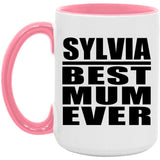 Sylvia Best Mum Ever - 15oz Accent Mug Pink