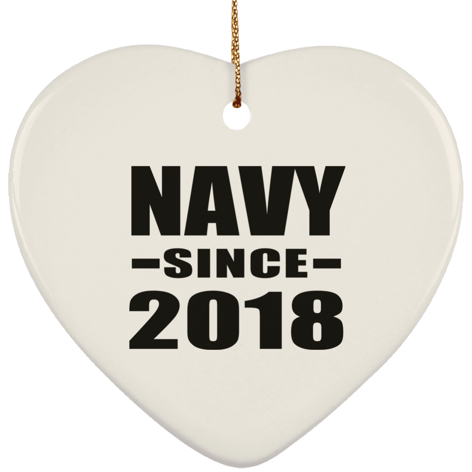 Navy Since 2018 - Heart Ornament