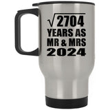 52nd Anniversary Square Root of 2704 Years As Mr & Mrs 2024 - Silver Travel Mug