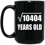 102nd Birthday Square Root of 10404 Years Old - 15oz Coffee Mug Black