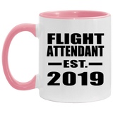 Flight Attendant Established EST. 2019 - 11oz Accent Mug Pink