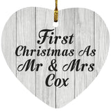 First Christmas As Mr & Mrs Cox - Heart Ornament F
