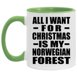 All I Want For Christmas Is My Norwegian Forest - 11oz Accent Mug Green