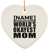 [CC] Personalized Gift, Name World's Okayest Mom - Ceramic Ornament