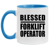 Blessed Forklift Operator - 11oz Accent Mug Blue