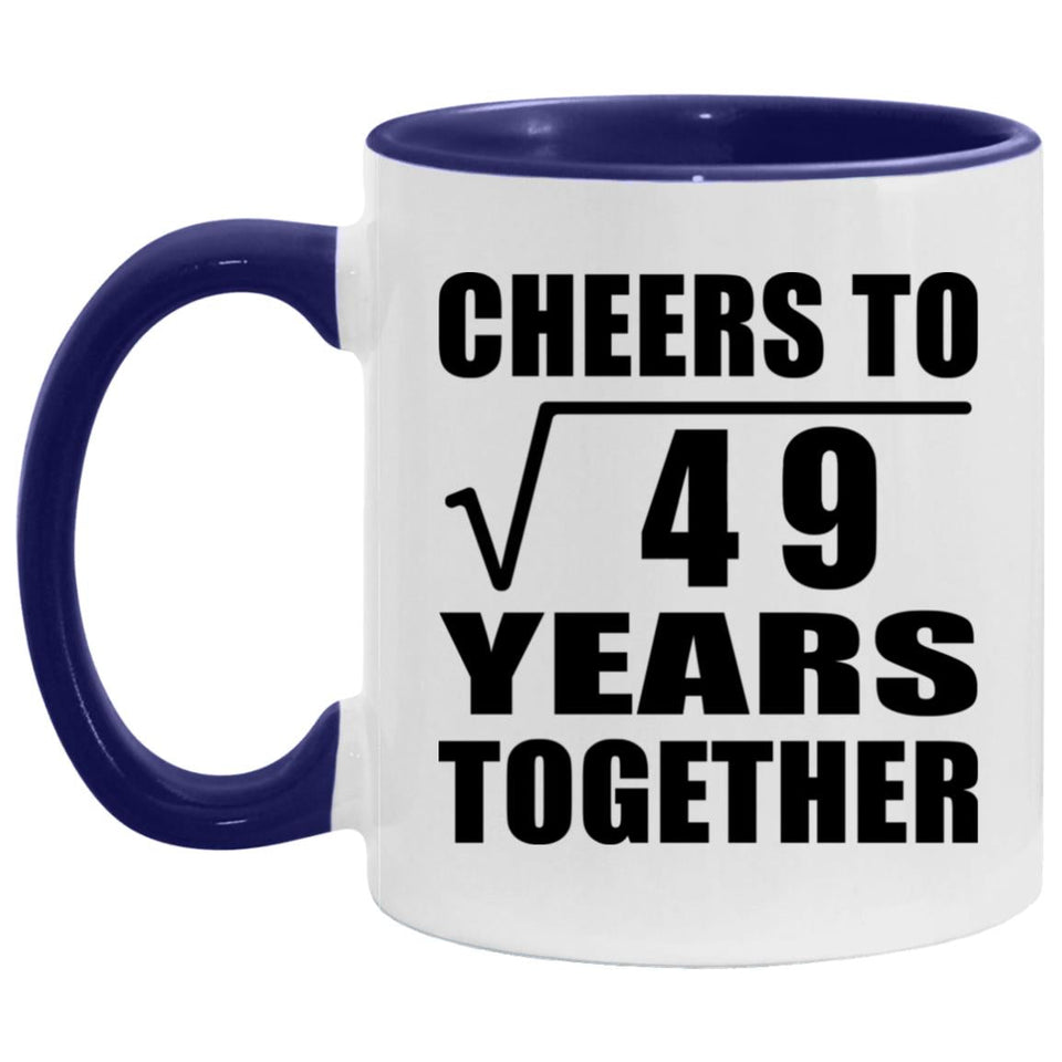 7th Anniversary Cheers To Square Root of 49 Years Together - 11oz Accent Mug Purple