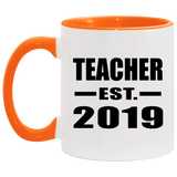 Teacher Established EST. 2019 - 11oz Accent Mug Orange