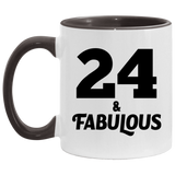 24th Birthday 24 & Fabulous - 11oz Accent Mug Black