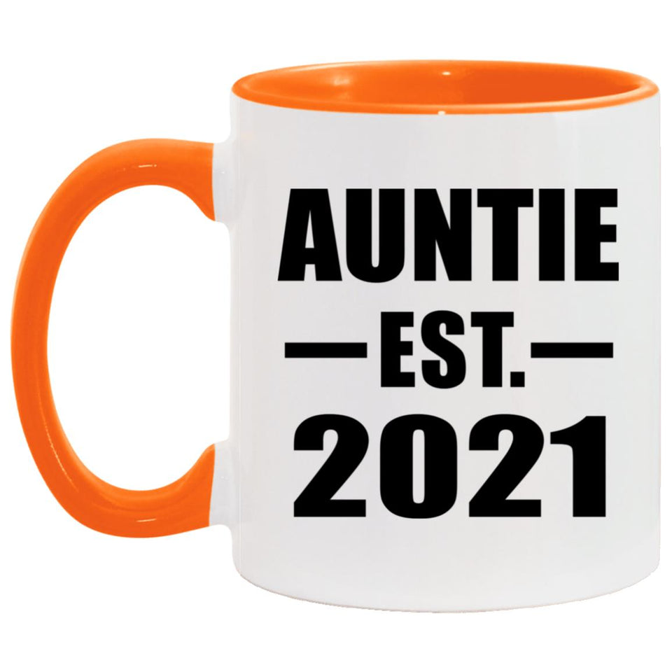 Auntie Established EST. 2021 - 11oz Accent Mug Orange