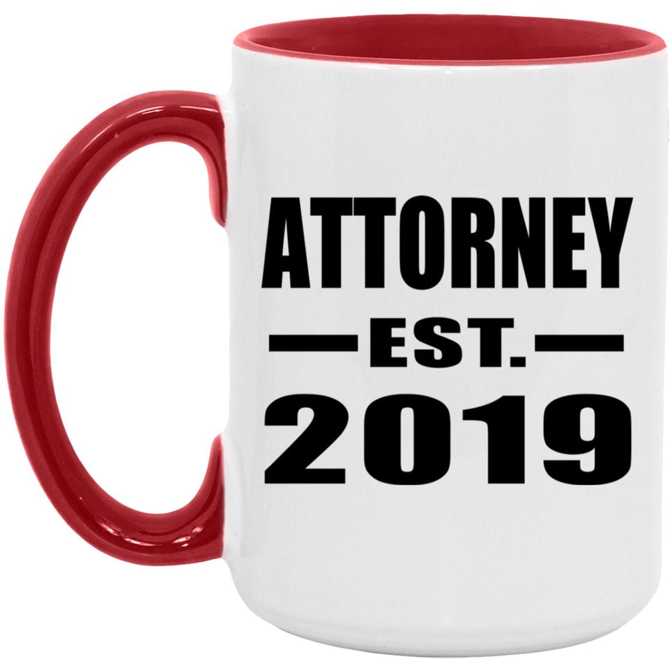 Attorney Established EST. 2019 - 15oz Accent Mug Red