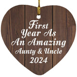 First Year As An Amazing Aunty & Uncle 2024 - Heart Ornament D