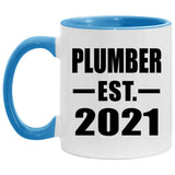 Plumber Established EST. 2021 - 11oz Accent Mug Blue
